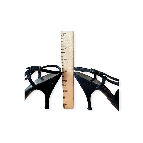 Vintage Herbert Levine Black Suede Slingback Heels 7.5M, Stiletto Heel, 60s - Picture 11 of 13